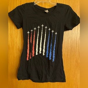 (M) 4th of July American Flag  plane shirt